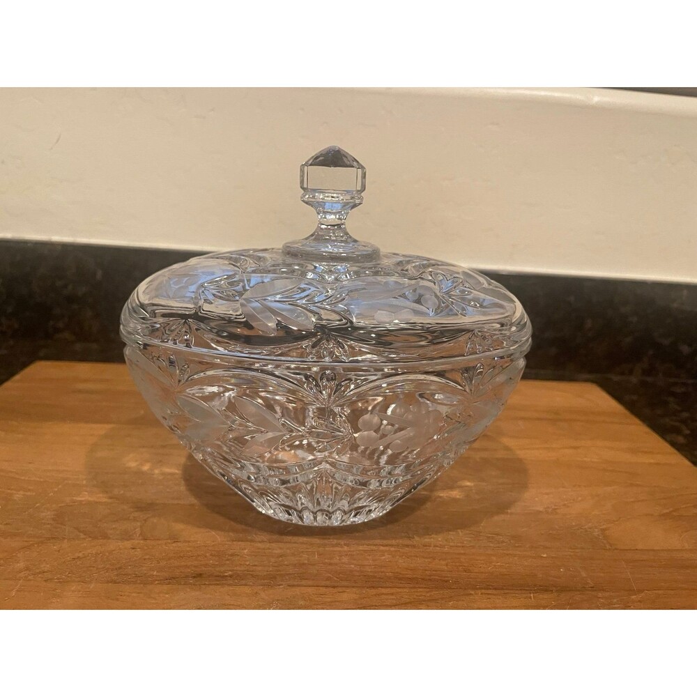 Vintage Beautiful Etched/Cut Crystal Candy Jar
